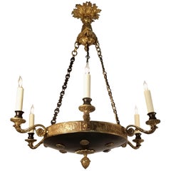 19th Century English Regency Brass and Patinated Brass Chandelier