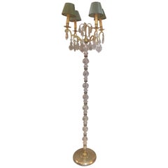 20th Century, French Gilded Brass and Glass Floor Lamp, 1950s