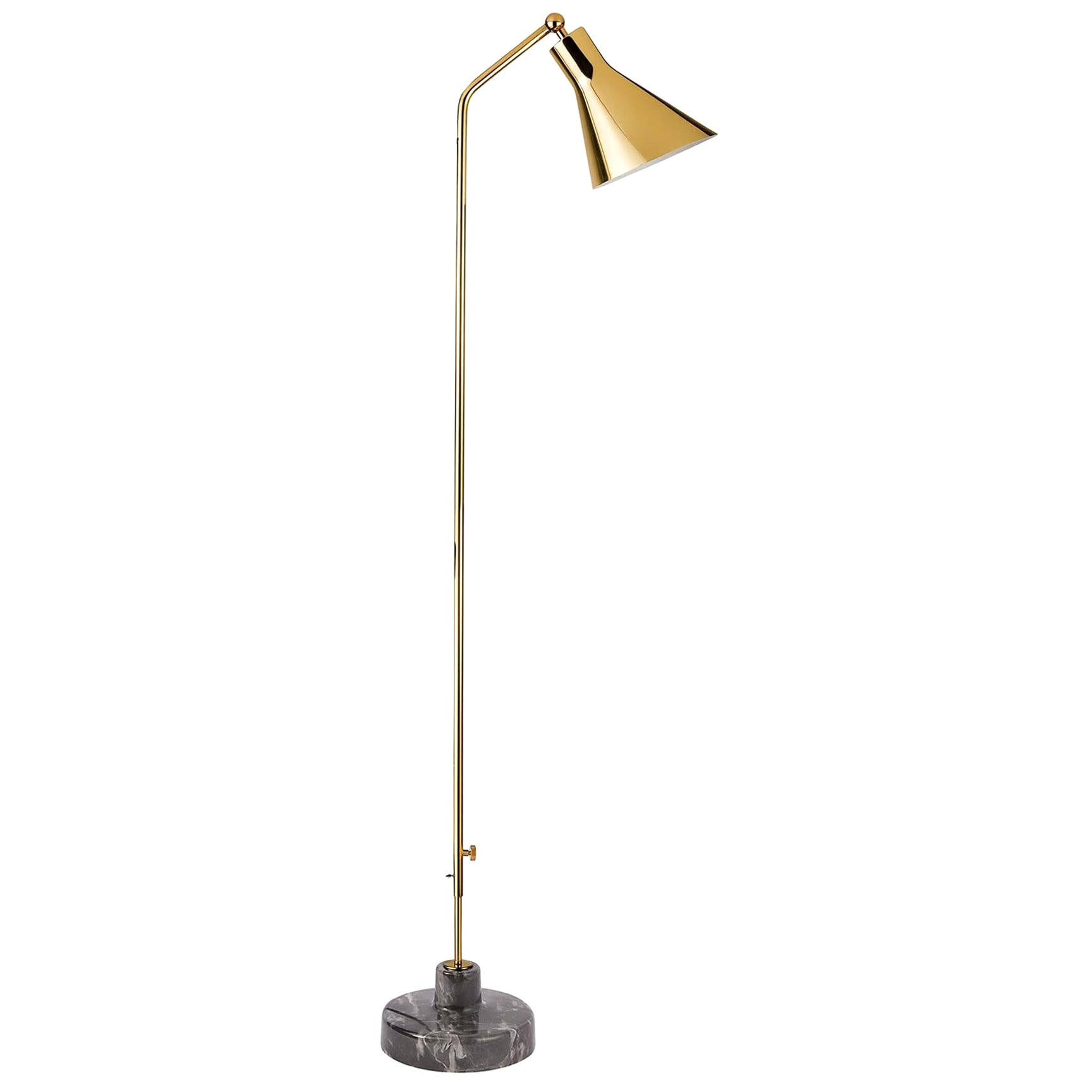 Ignazio Gardella Alzabile Floor Lamp in Brass and Gray Marble for Tato Italia For Sale