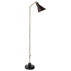 Ignazio Gardella 'Alzabile' Floor Lamp in Brass & Black Marble & Manganese Shade