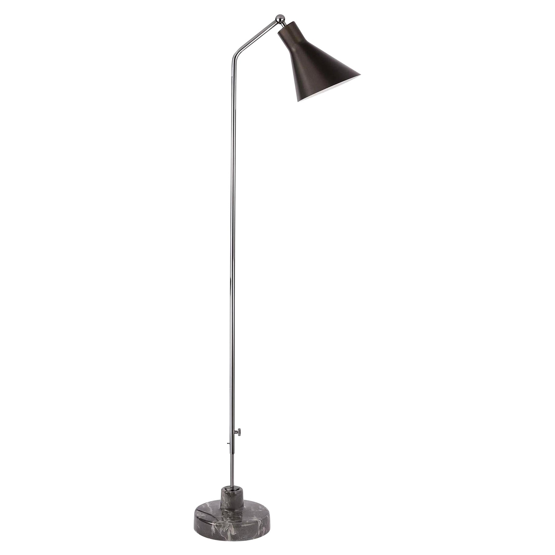 Lampadaire Alzabile d'Ignazio Gardella en chrome et marbre gris pour Tato Italia en vente