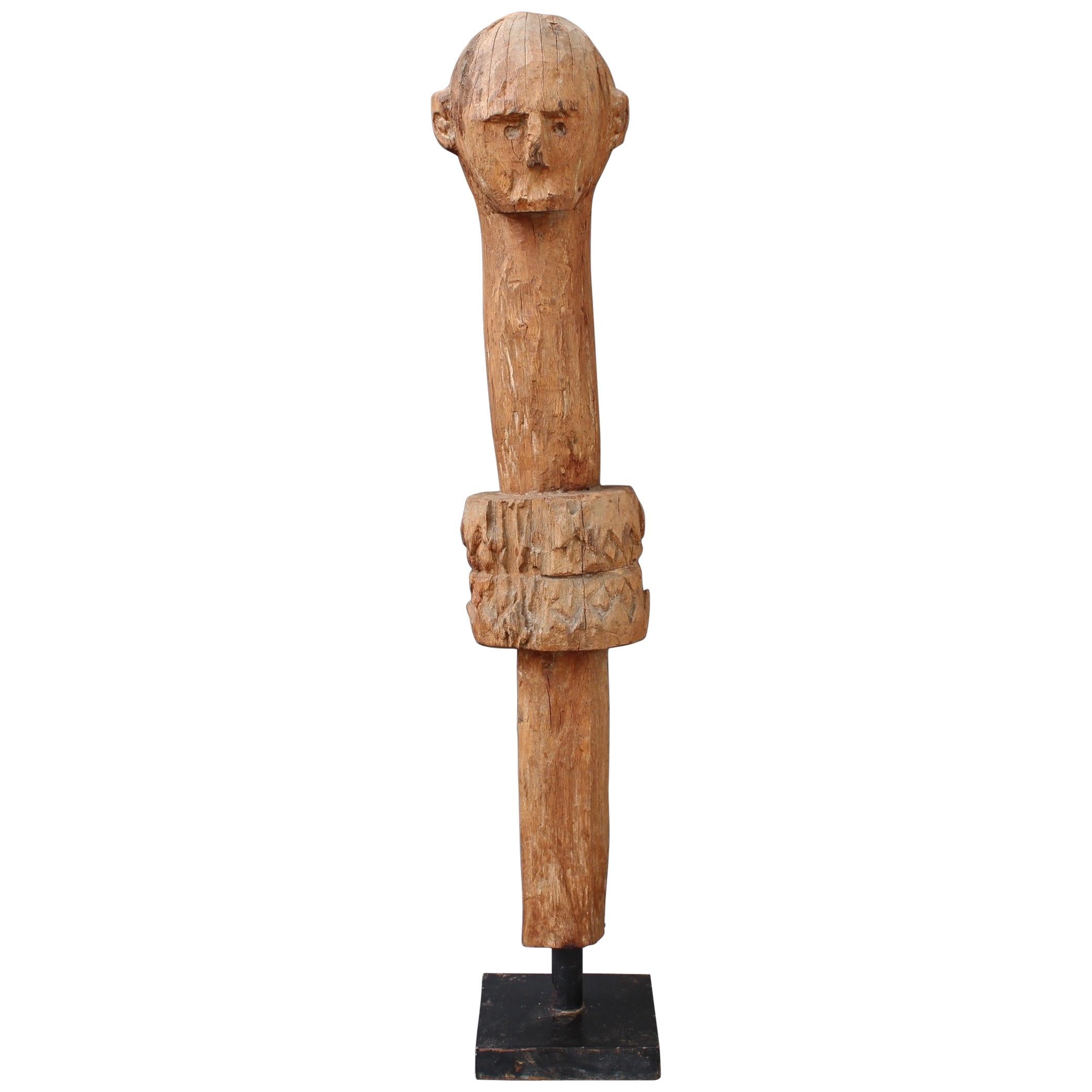 Midcentury Wooden Carving of Protective Figure from Sumba Island, Indonesia