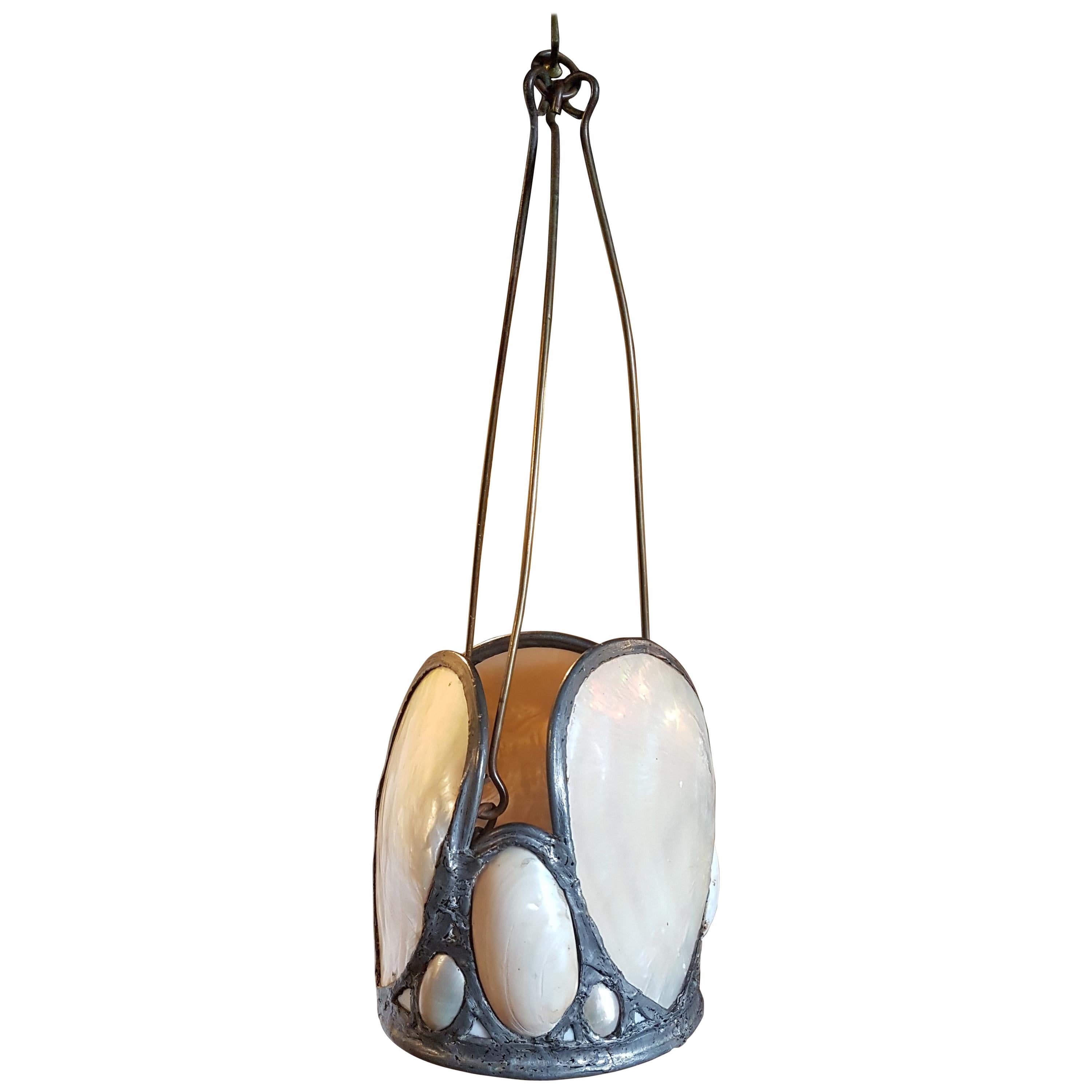 Early 20th Century Oyster Shell Hanging Lantern from Upton House Estate For Sale