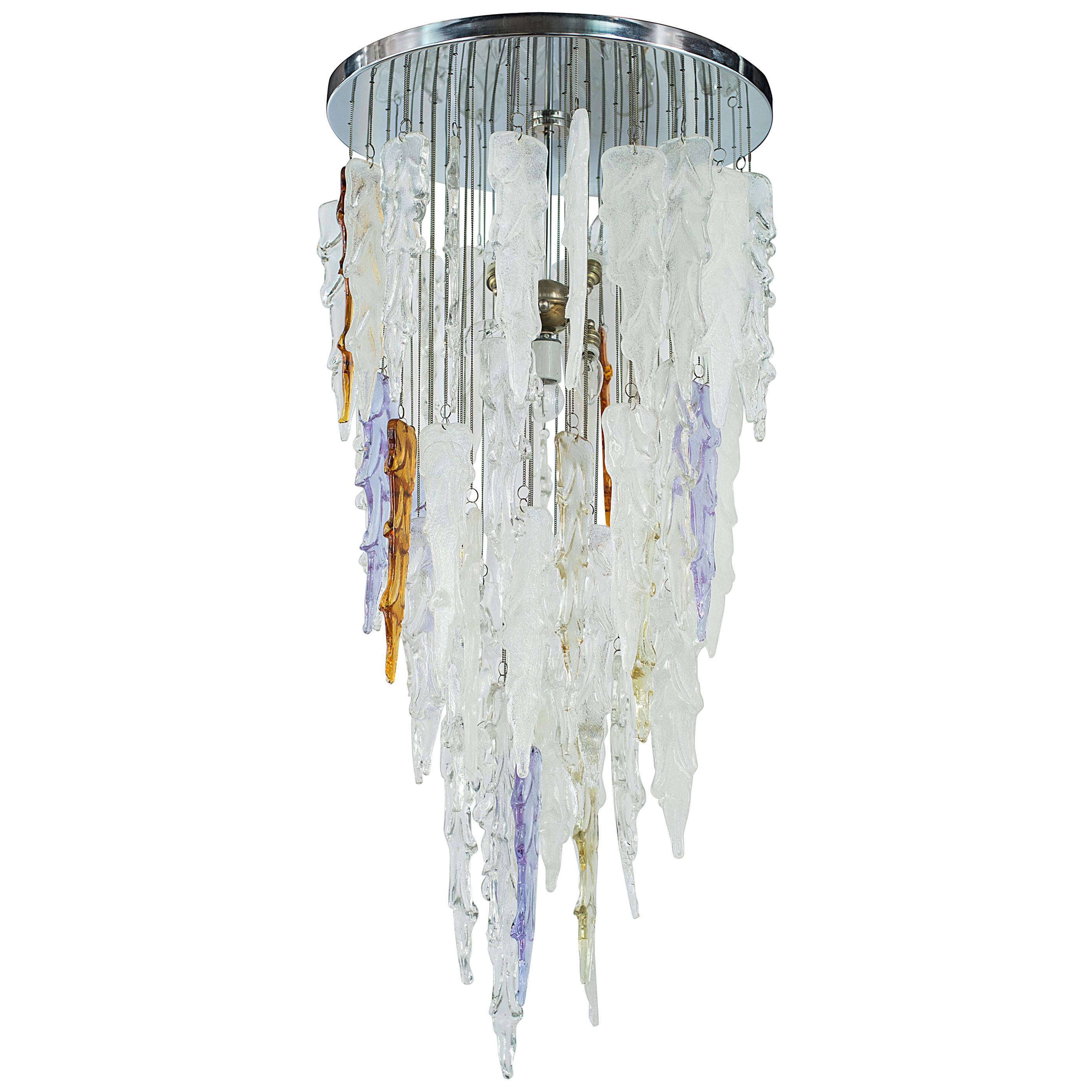 1970s Multi Color Murano Gl Pendant Chandelier By Mazzega For Murano Gl Pendant Chandelier
