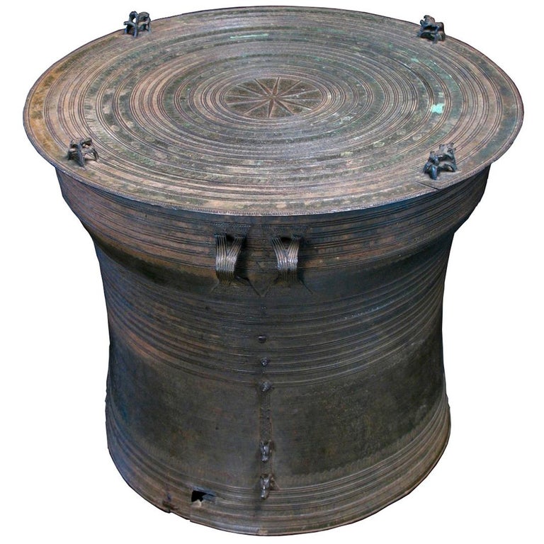 Burmese Karen Bronze Frog Drum For Sale at 1stdibs