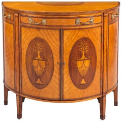 Antique George III Satinwood Demilune Console Cabinet, circa 1790