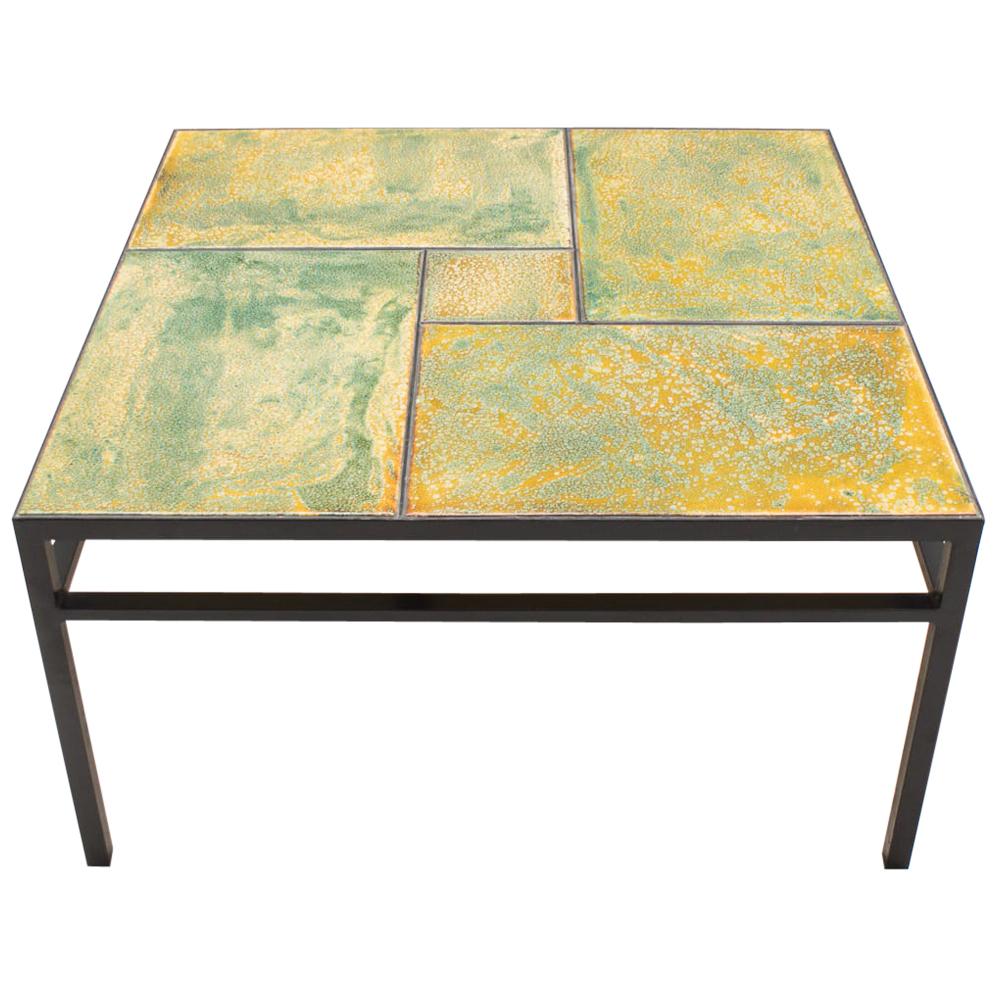 Large Ceramic and Iron Coffee Table by Max Söllner, Germany, 1950s