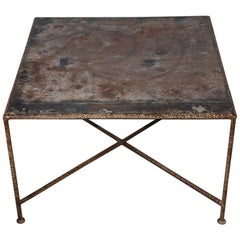 Used Industrial Style Square Metal Coffee Table