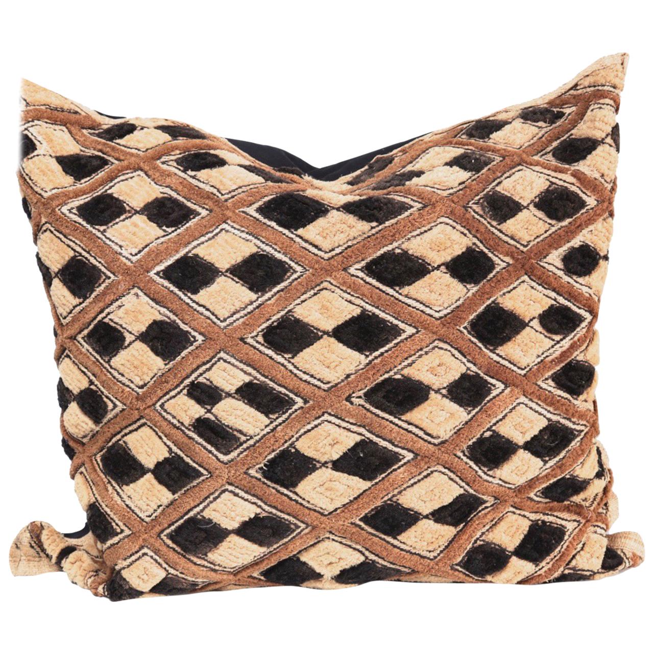African Kuba Cloth Decorative Throw Pillow For Sale