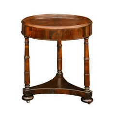 Austrian Biedermeier 1840s Walnut Side Table with Radiating Veneer and Shelf