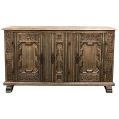 19th Century English Stripped Oak Buffet