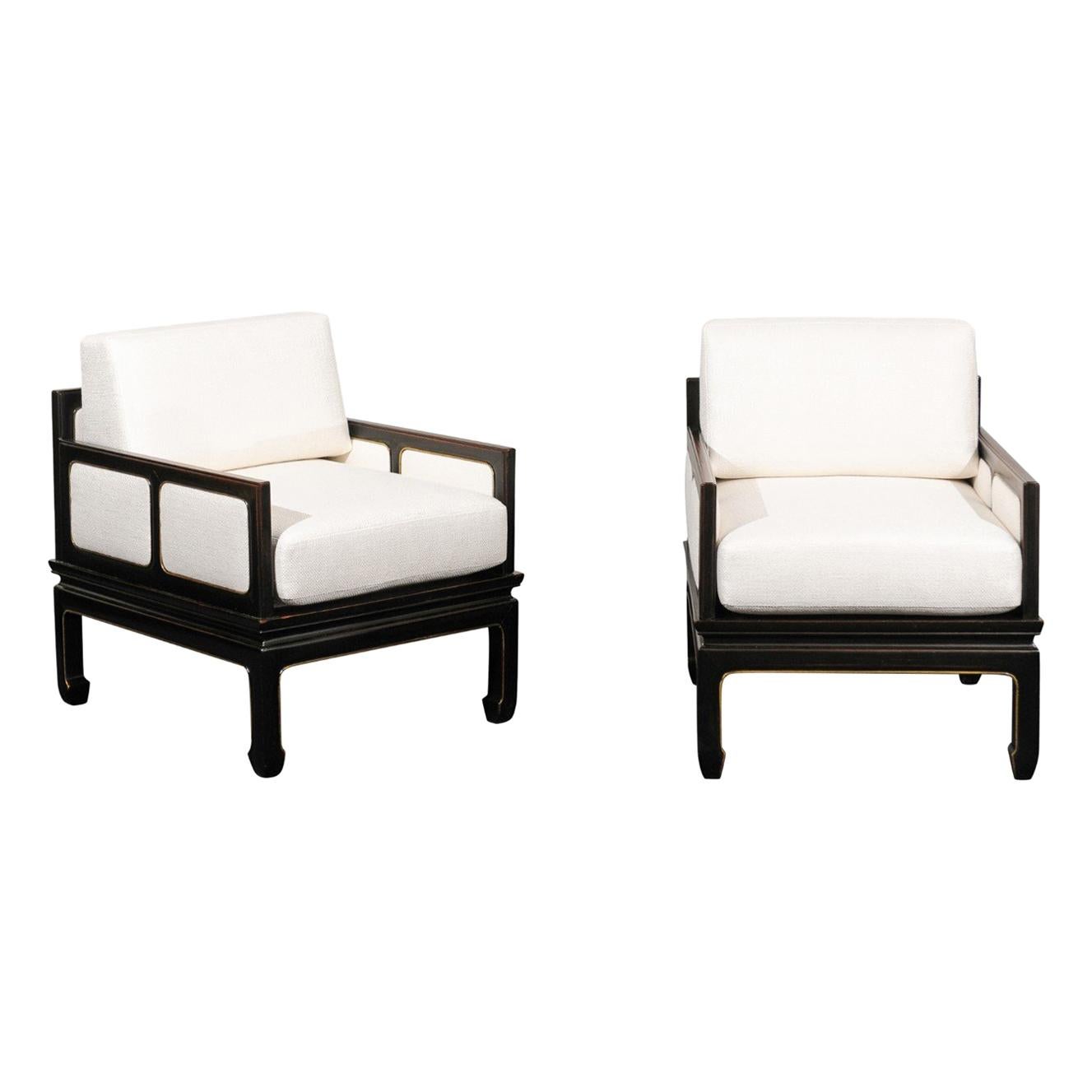 Sophisticated Restored Pair of Lounge Chairs by Baker Furniture, circa 1960