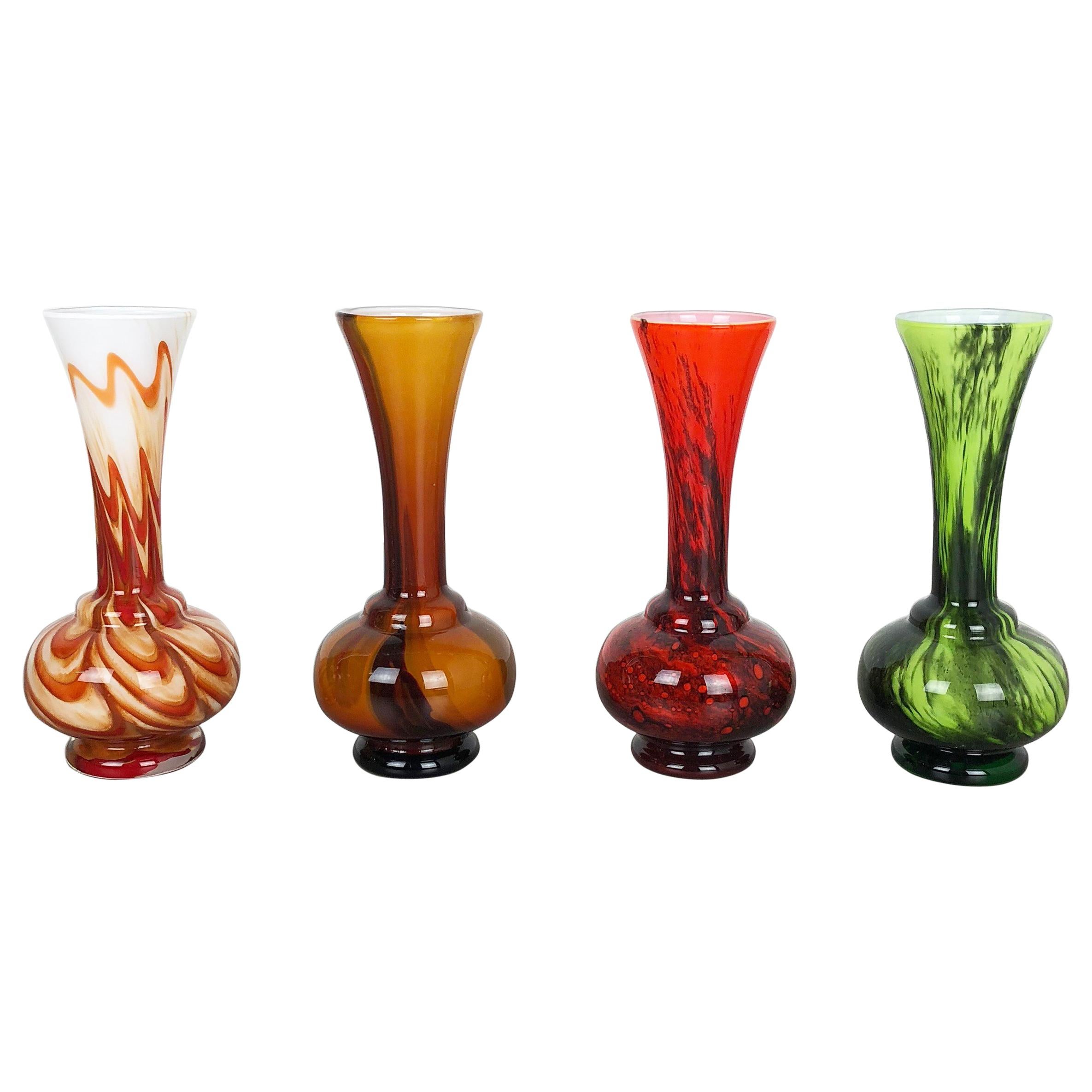 Set of 4 Vintage Pop Art Opaline Florence Vase Design, Italy, 1970s For Sale