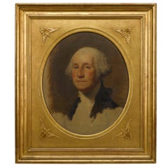 Antique George Washington, Athenaeum Study, Early 20th Century Oil on Canvas