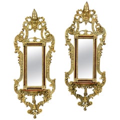 Pair of Italian Baroque Style Giltwood Mirrors