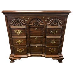 Cherry Block Front Carved Chest of Drawers Dresser Commode