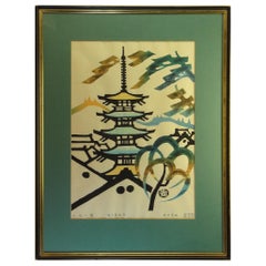 Japanese Woodblock of Kyoto's Yasaka Pagoda by Taizo Minagawa