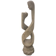Monumental Modern Carved Limestone Spiral Sculpture