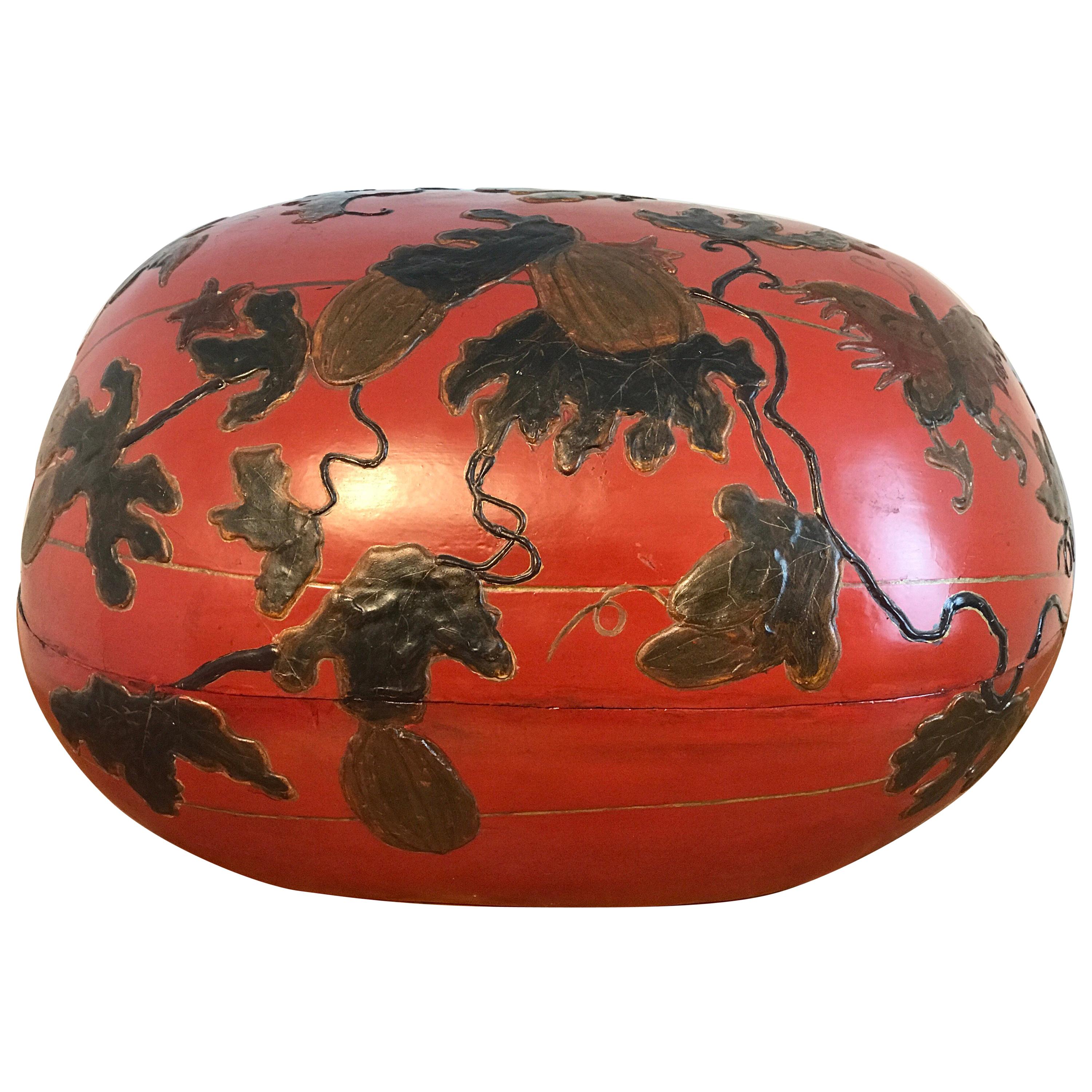 Huge Japanese Red Lacquerware Gourd Motif Box For Sale at 1stDibs