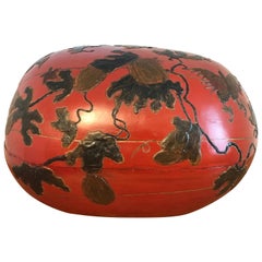 Huge Japanese Red Lacquerware Gourd Motif Box