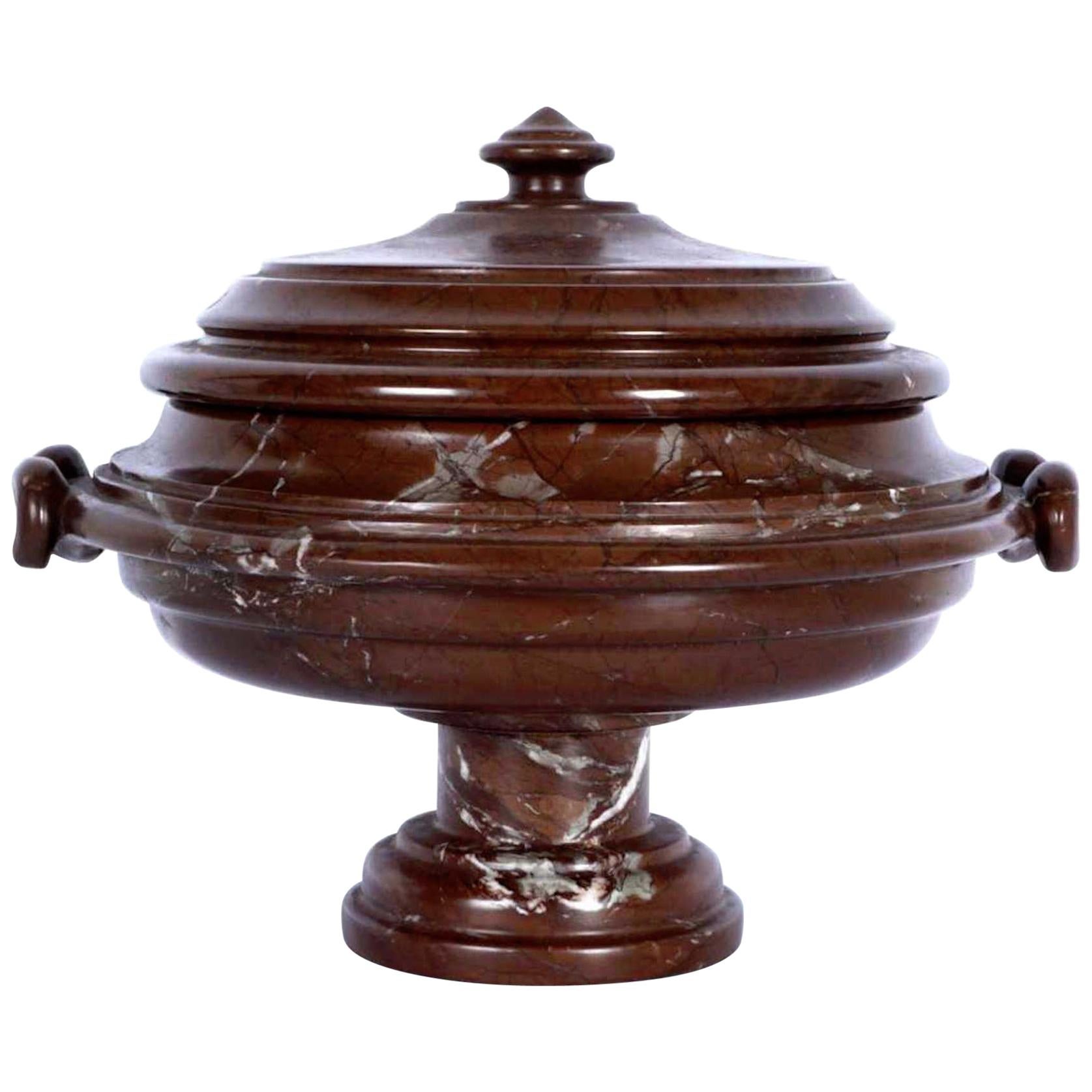 Substantial Grand Tour Carved Marble Covered Urn