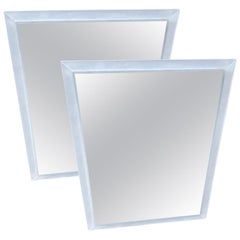 Set of Two Rectangular Vintage Frosted Translucent Lucite Wall Mirrors