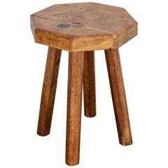 Swedish Solid Oak Octagonal 4 Legged Milking Stool