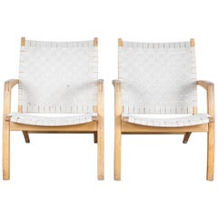 Pair of Beech Frame Lounge Chairs by Bill Potter for Vejle Mobelfabrik, Denmark