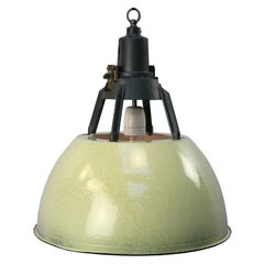 Green Enamel Vintage Industrial Pendant Lights (5x)