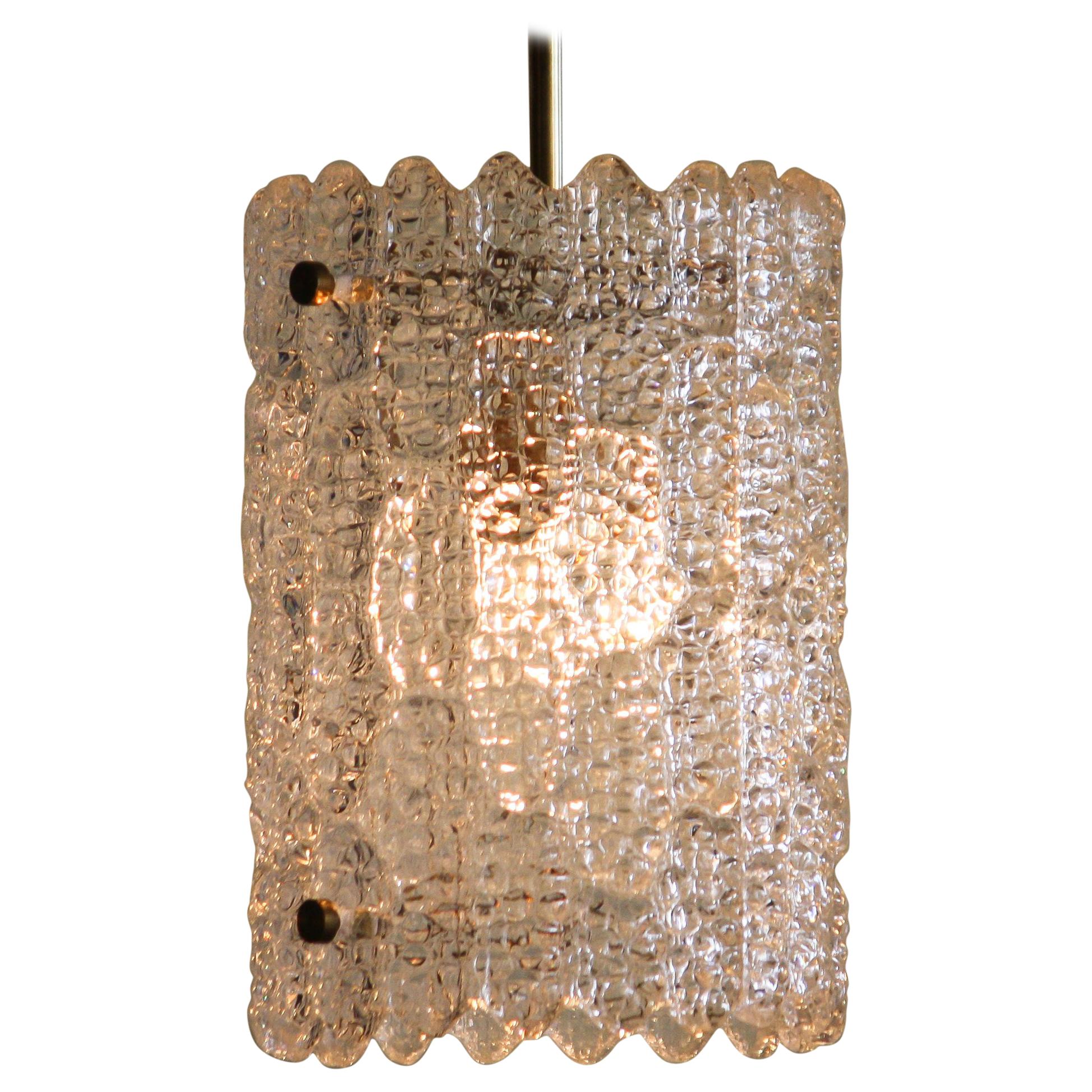 1960s, Brass and Crystal Glass Pendant by Carl Fagerlund for Orrefors