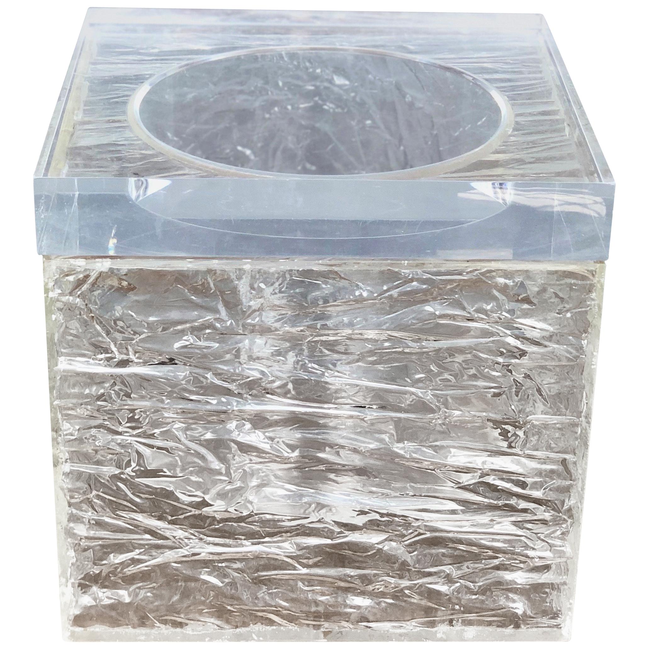 Cubitera vintage Lucite efecto hielo cuadrada, Made in Italy, años 70