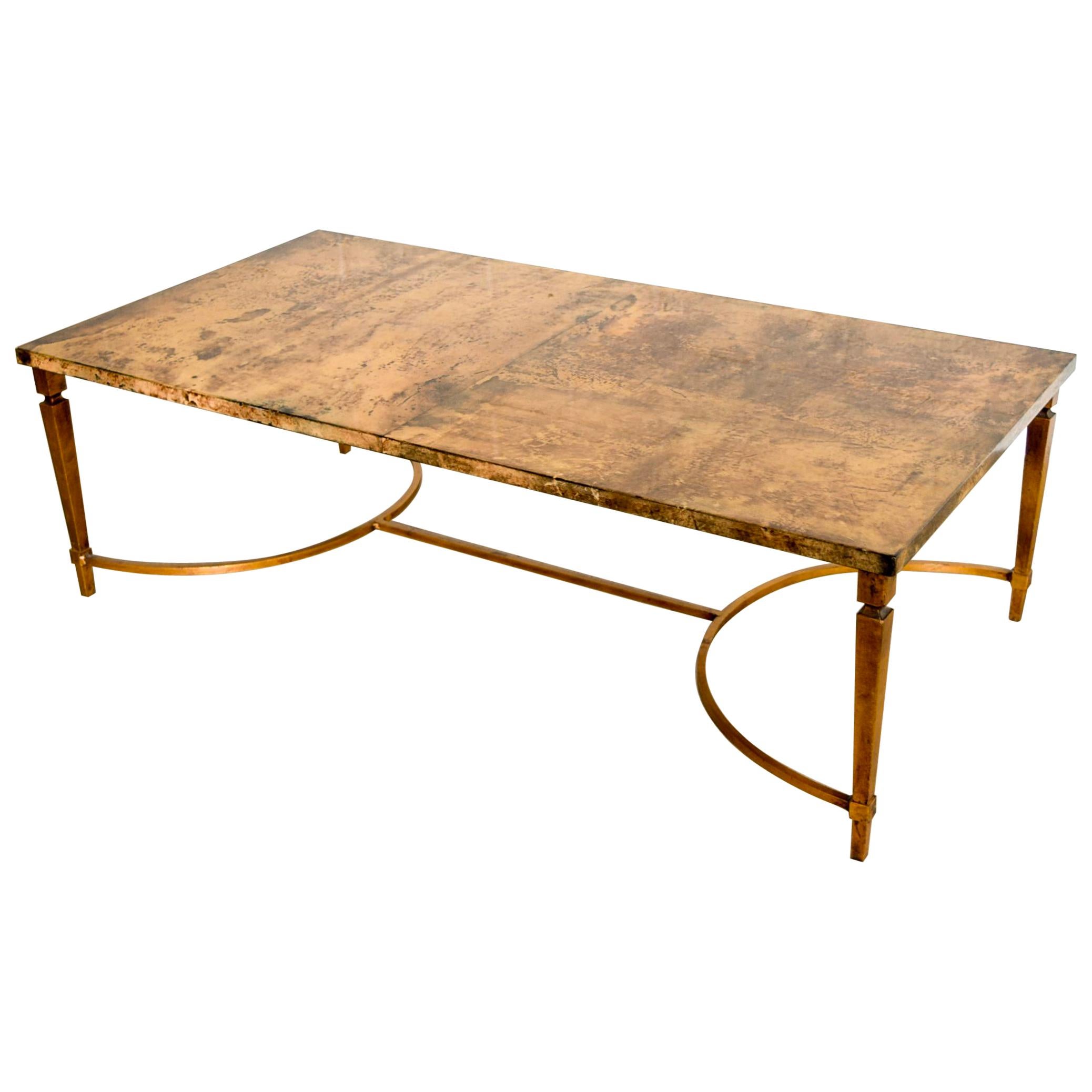 Midcentury Italian Modern Aldo Tura Goatskin Leather Cocktail Coffee Table For Sale