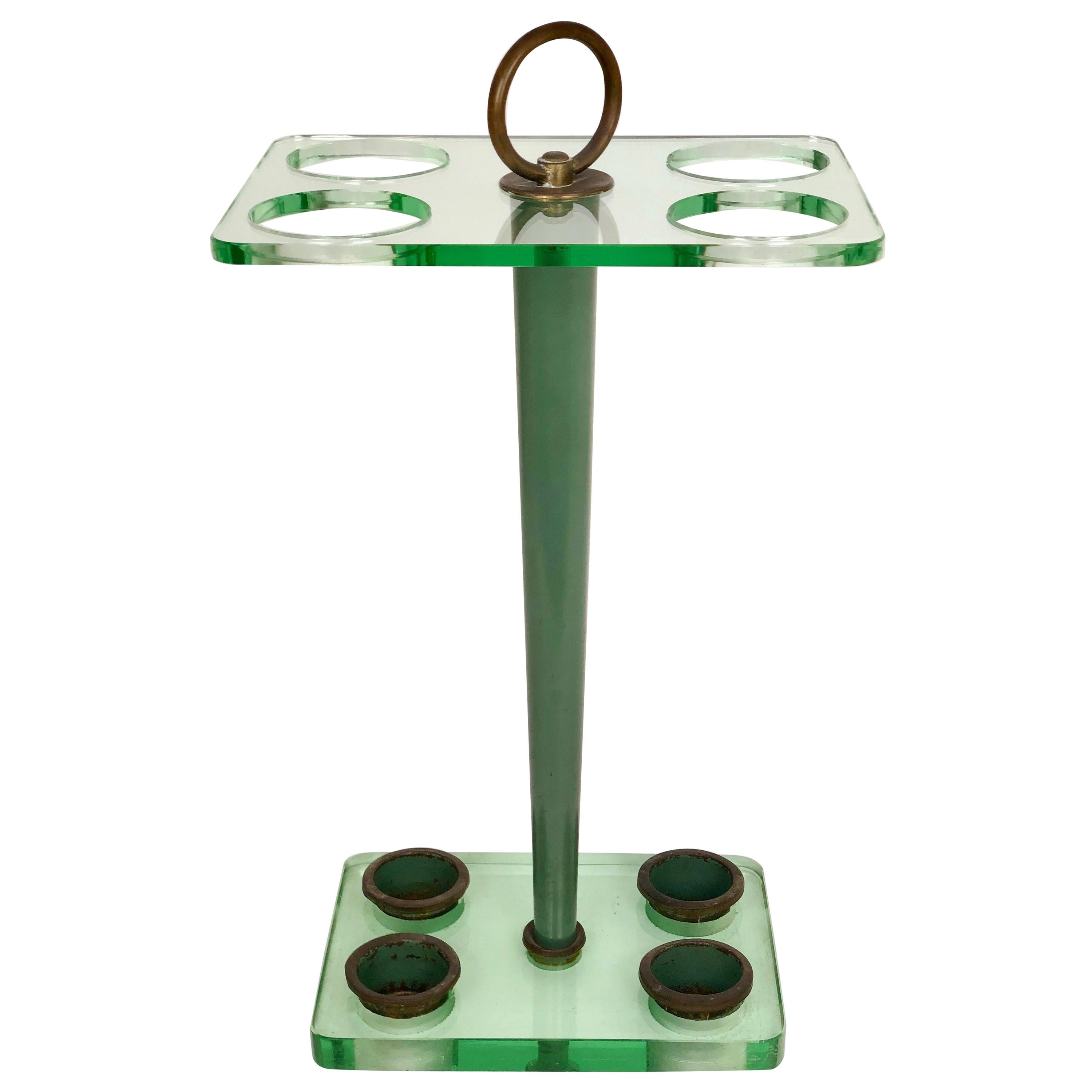 Green Crystal Umbrella Stand by Pietro Chiesa for Fontana Arte, 1950s, Italy