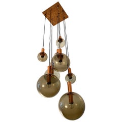 Eight Smoked Glass Globe Ceiling Light, RAAK, 1970s