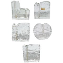 Collection of 5 Ice Block Glass "Solifleur" Vases, German, 1960s