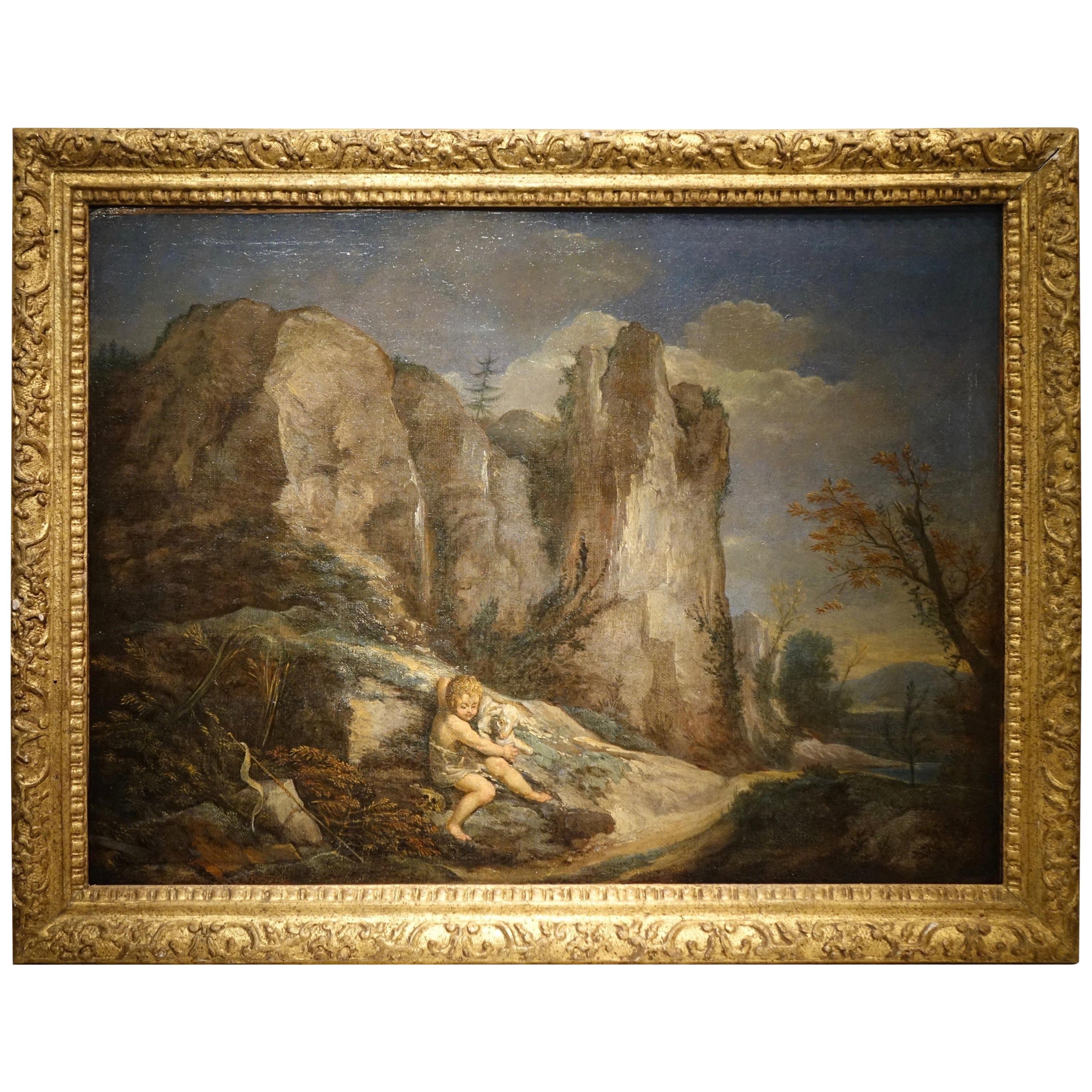 Painting of Little Saint John the Baptist with Lamb, France, 18th Century For Sale