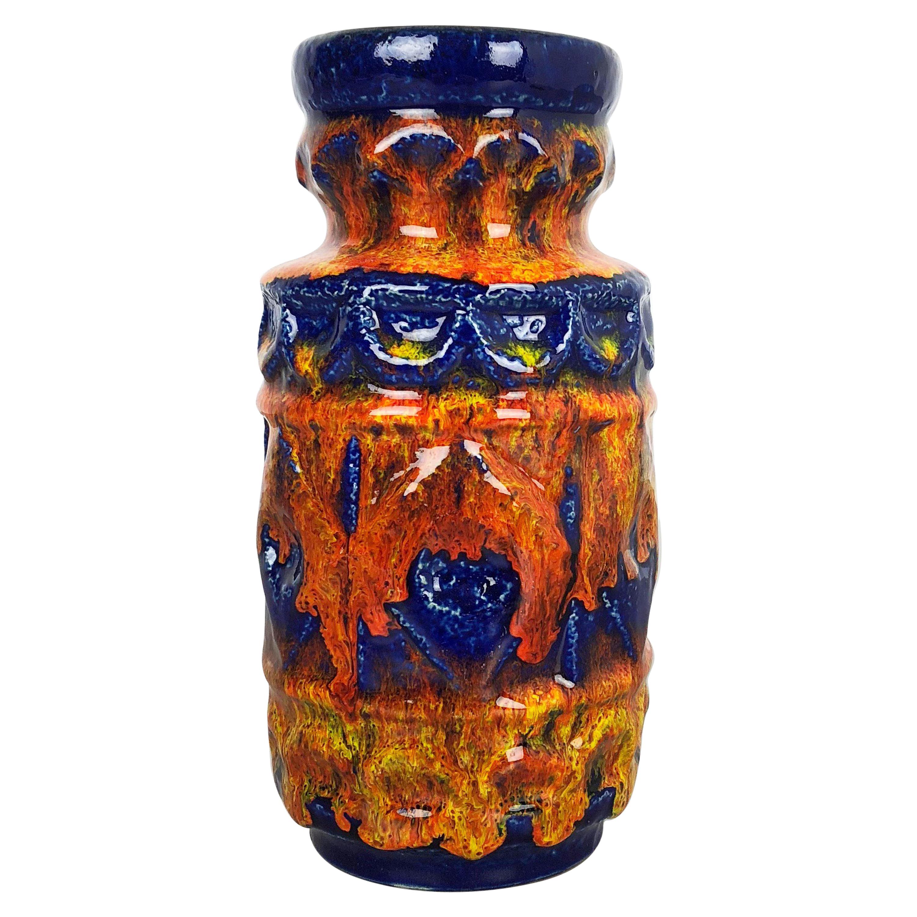 Hervorragende farbenfrohe Fat Lava-Keramikvase von Bay Ceramics, Deutschland, 1950er Jahre