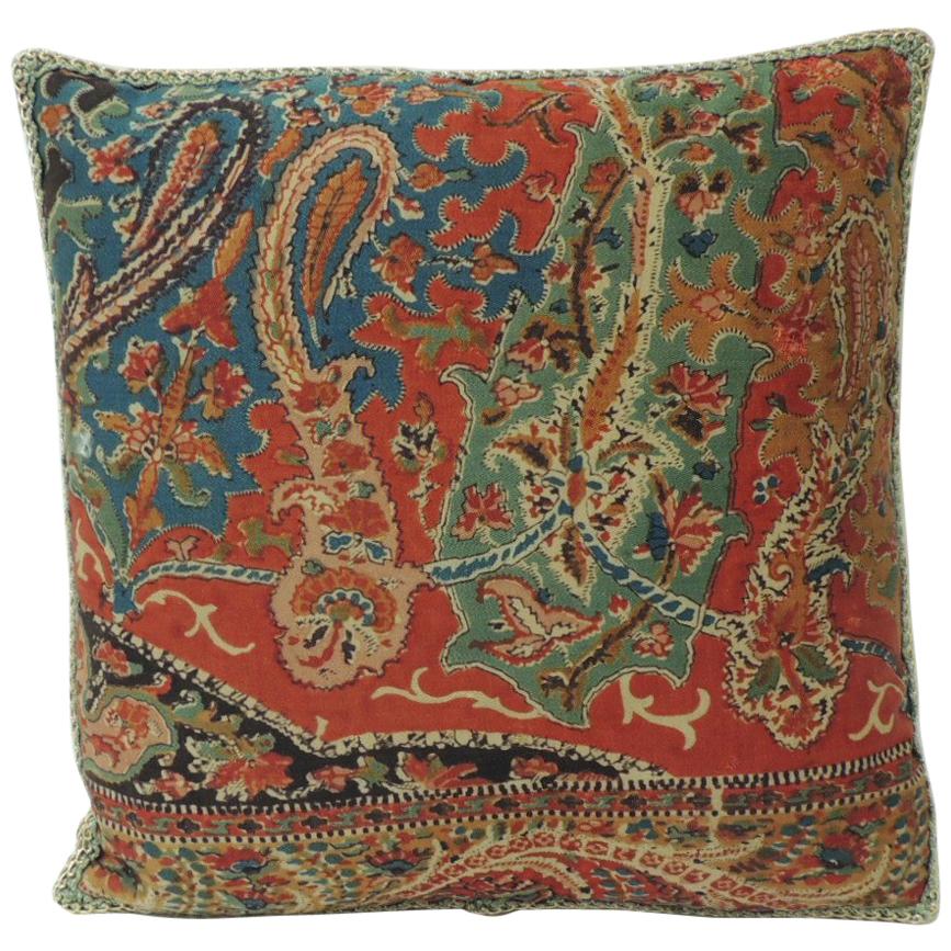 Petite Kashmir Paisley Indian Silk Red Textile Decorative Pillow