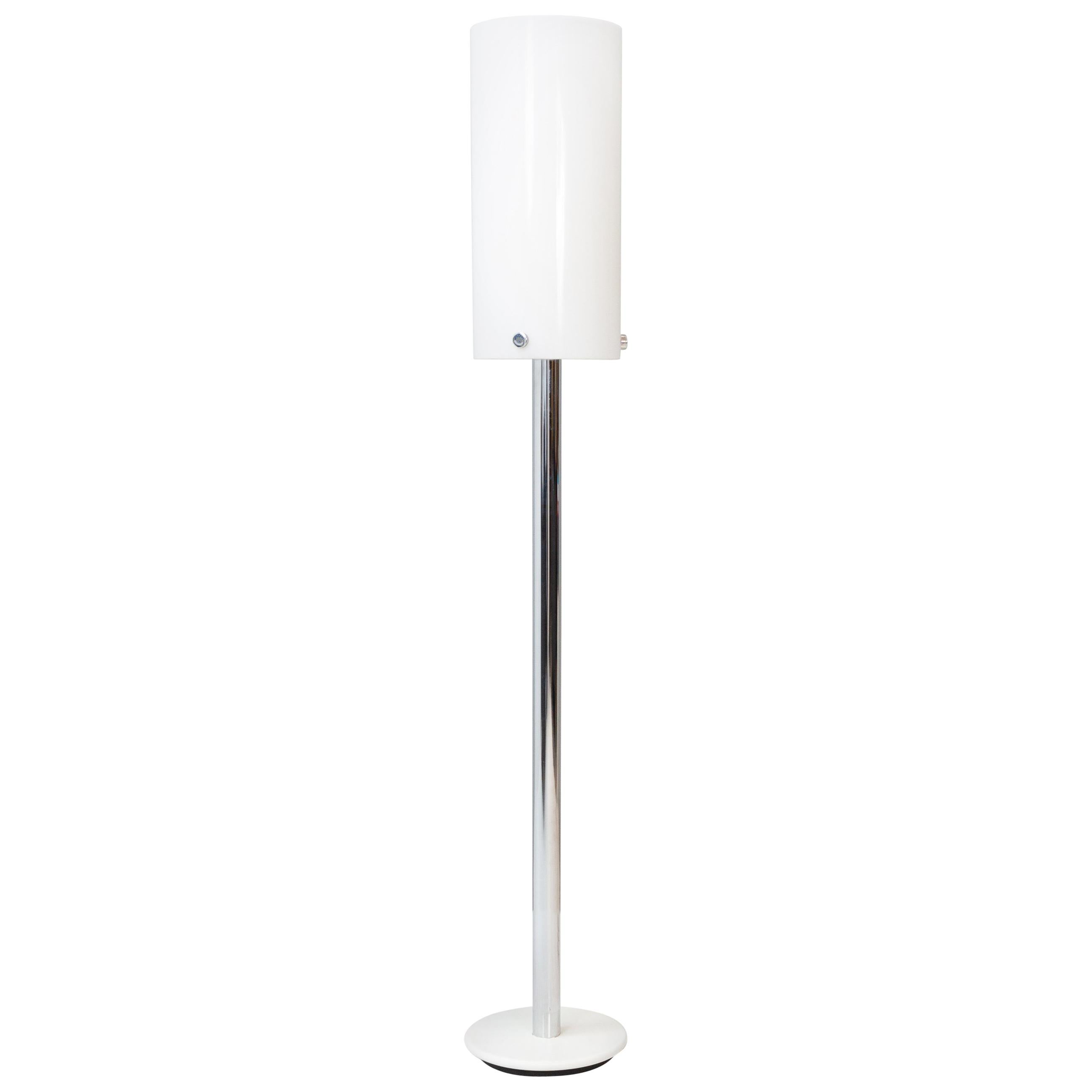 Cylindrical Chrome and Perspex Floor Lamp