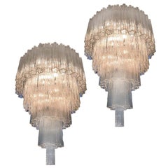 Extraordinary Pair of Chandeliers by Toni Zuccheri for Venini, 1970s