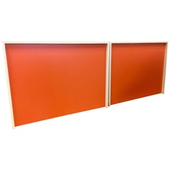 Vintage Pair of Matching Mid-Century Modern Orange and White Twin Headboards