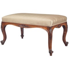 English Antique William IV Carved Rosewood Bench, circa 1840