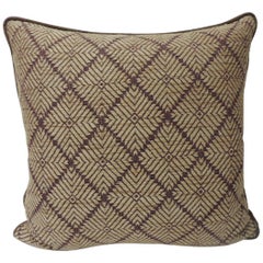 Vintage Dark Brown African Woven Artisanal Textile Embroidery Decorative Pillow