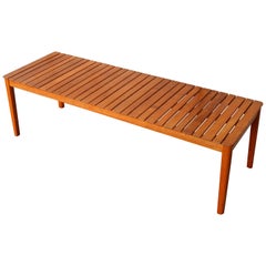 Rare Solid Teak Slat Bench or Coffee Table by Alberts of Tibro, Sweden, 1960s