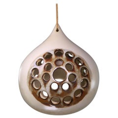 1960s Ceramic Perforated Pendant Lantern by Danish Søholm