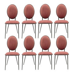 Set of 8, Medalia Contemporary Dining Chair Upholstered in Rosewood Velvet