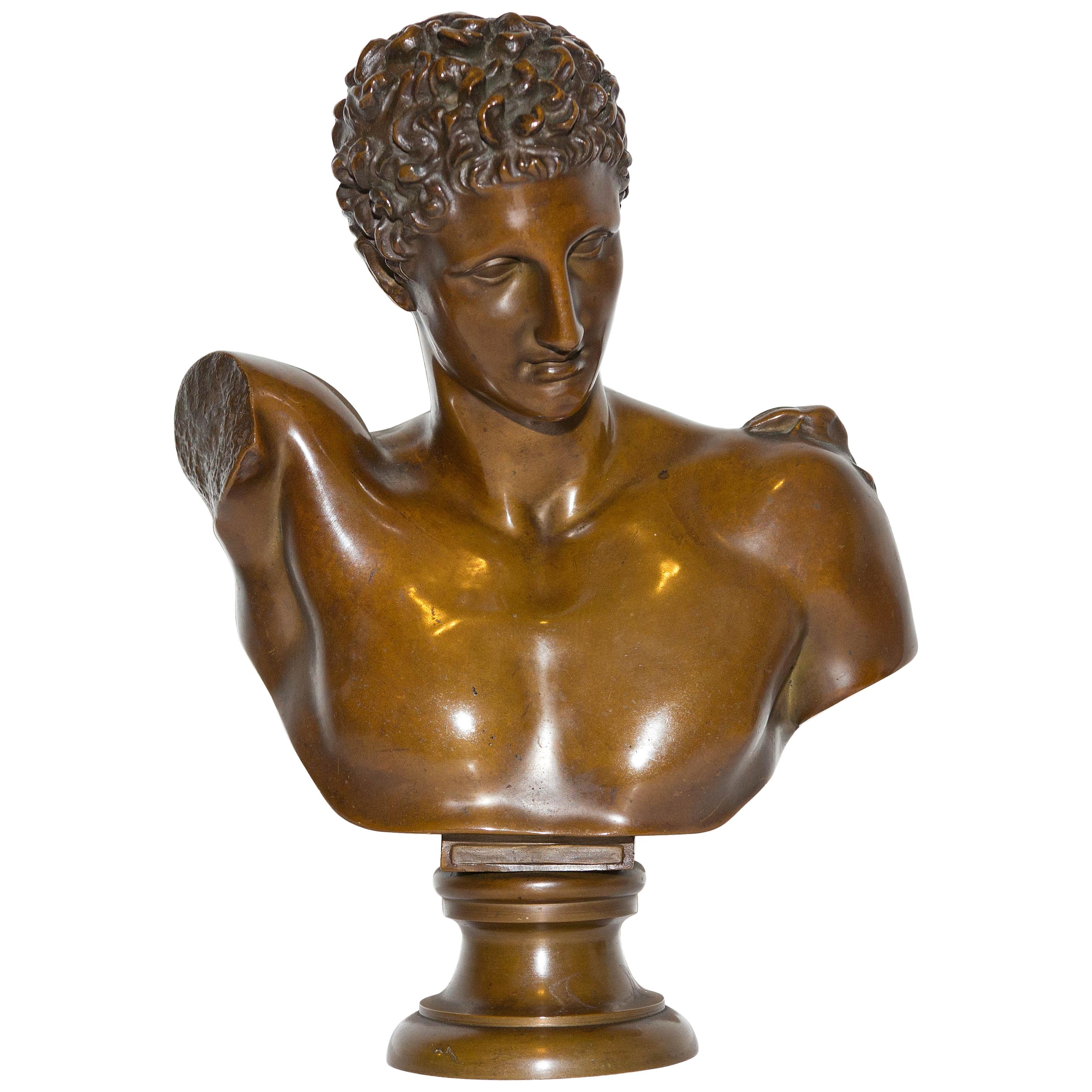 Bronze Bust Hermes of Olympia 19th Century Grand Tour