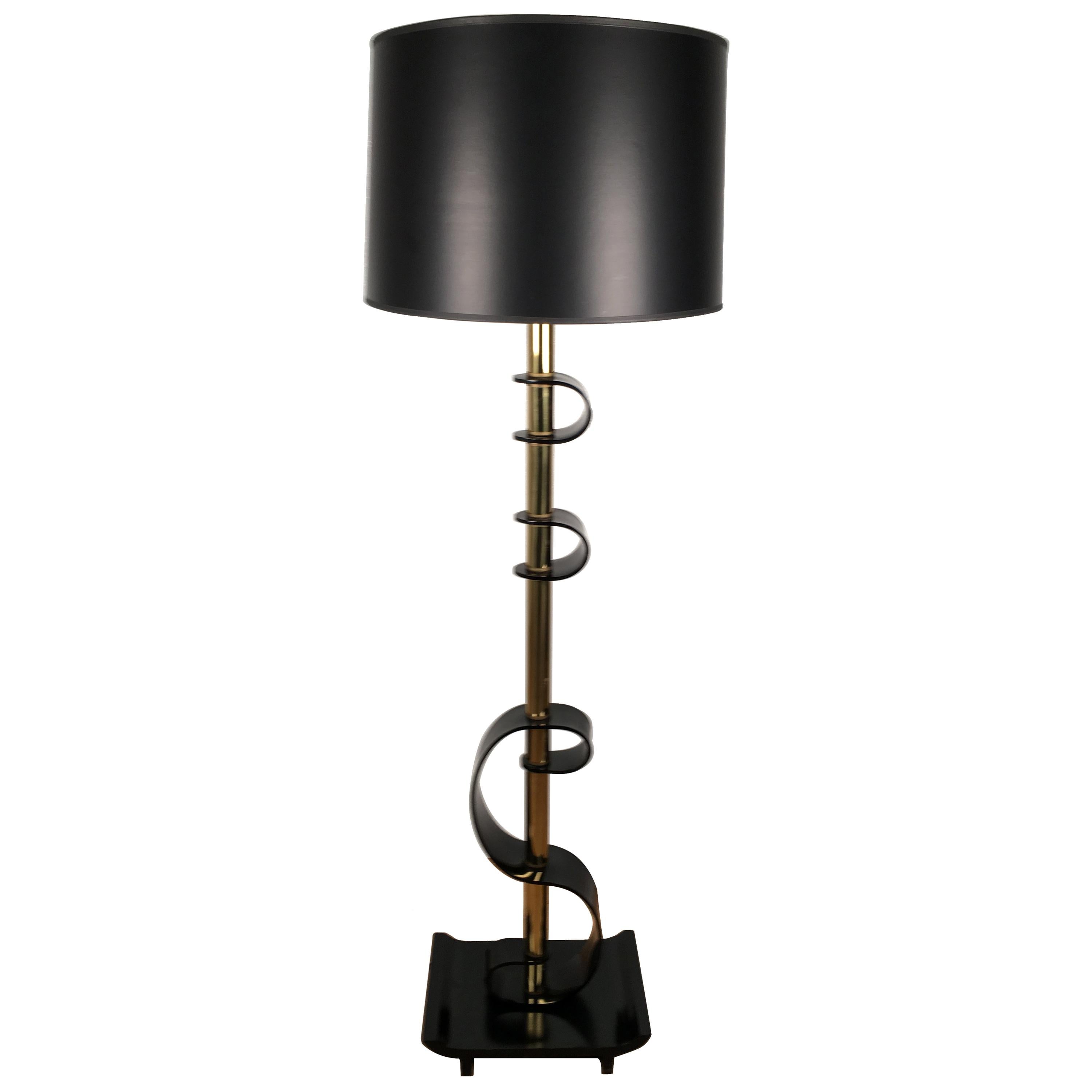 Midcentury Black Lucite Floor Lamp For Sale