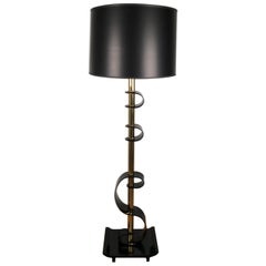 Midcentury Black Lucite Floor Lamp