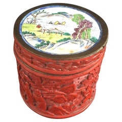 Antique Chung Hsing Chinese Genuine Cinnabar Carved Lacquer Box, circa 1900